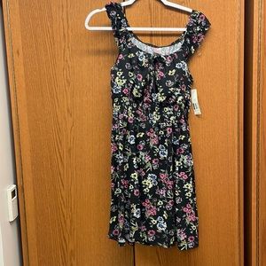Black floral padded dress